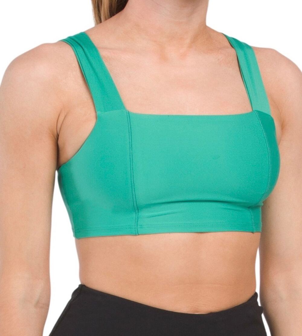 Becca Sports Bra Cropped Tank Top Square Neck Green M Active Gym Yoga Athleisure